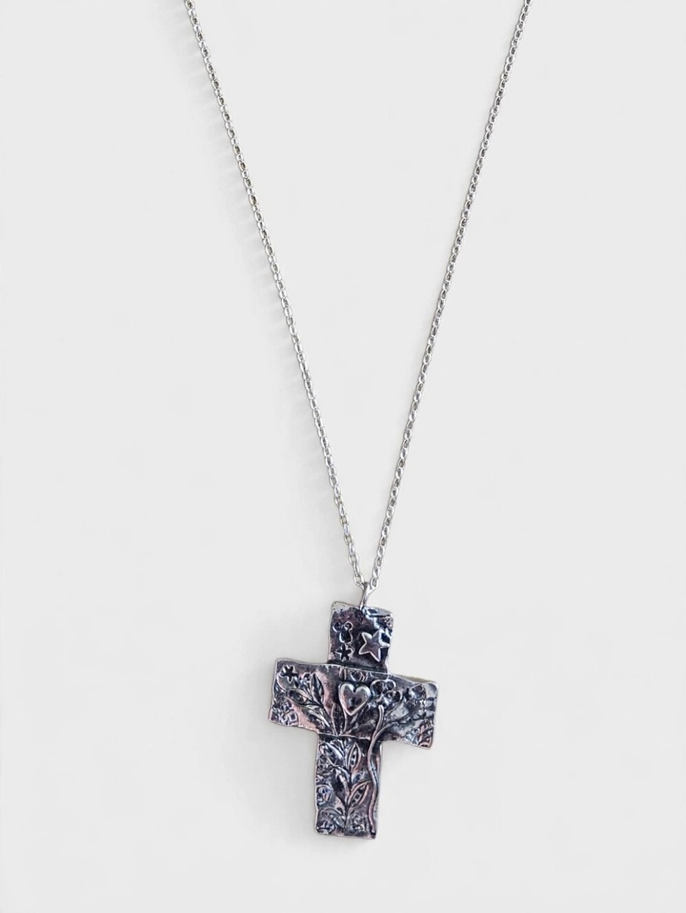 Silpada Silver Floral Heart Cross Pendant Necklace